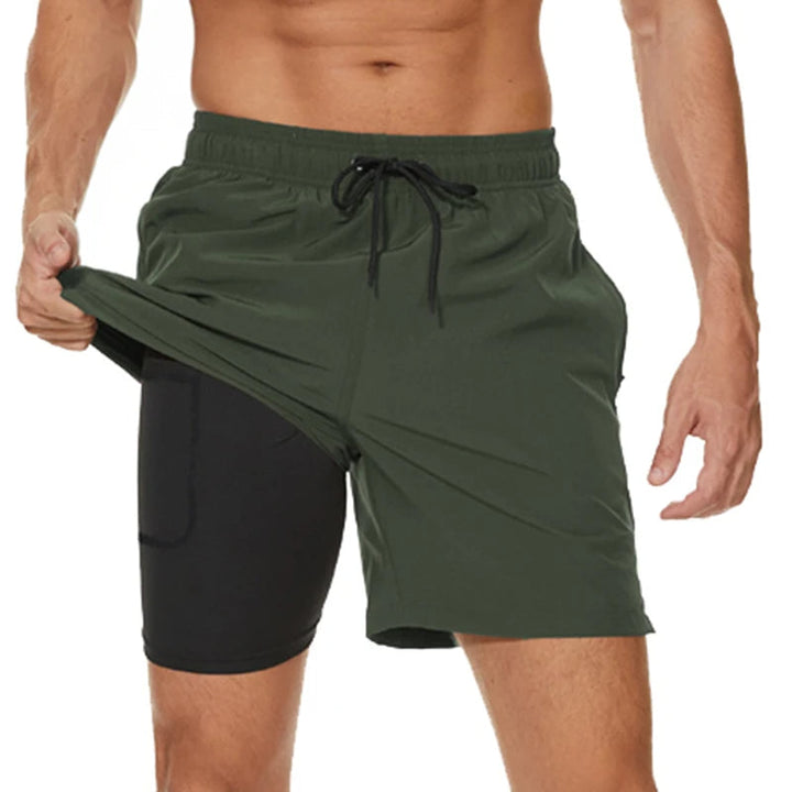 Men's Sporty Swim Trunks with Quick-Dry Fabric and Zip Pockets-The Yellow Prime