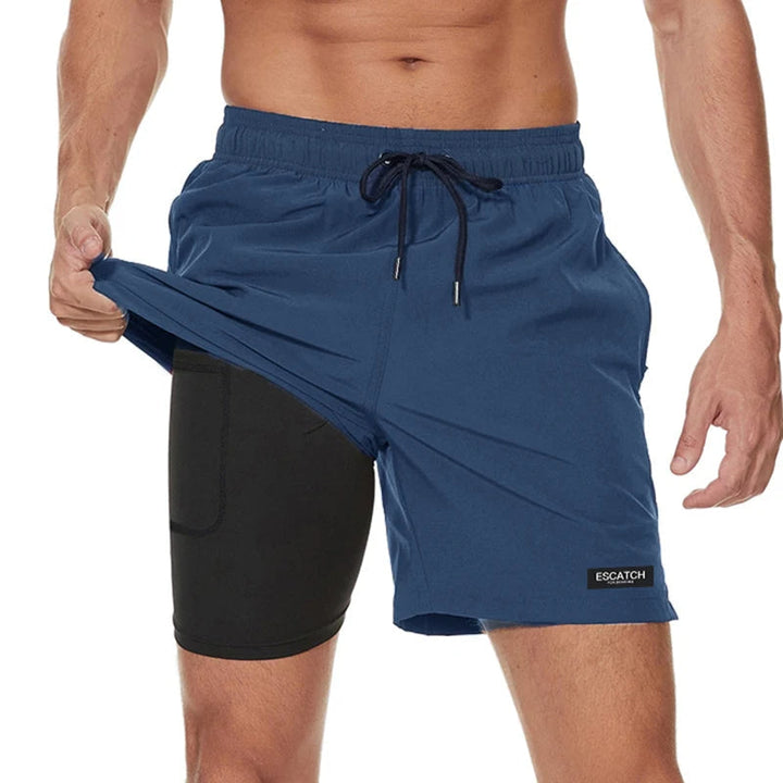 Men's Sporty Swim Trunks with Quick-Dry Fabric and Zip Pockets-The Yellow Prime