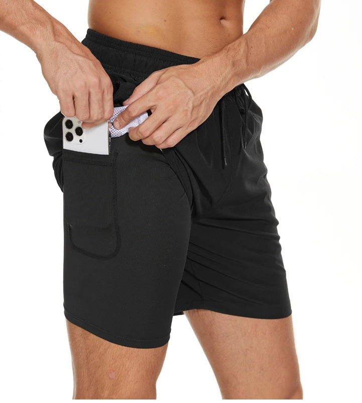Men's Sporty Swim Trunks with Quick-Dry Fabric and Zip Pockets-The Yellow Prime
