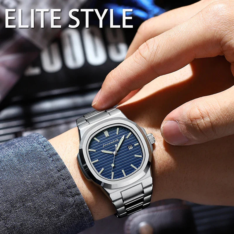 Men's Stainless Steel Waterproof Luminous Quartz Watch with Date-The Yellow Prime
