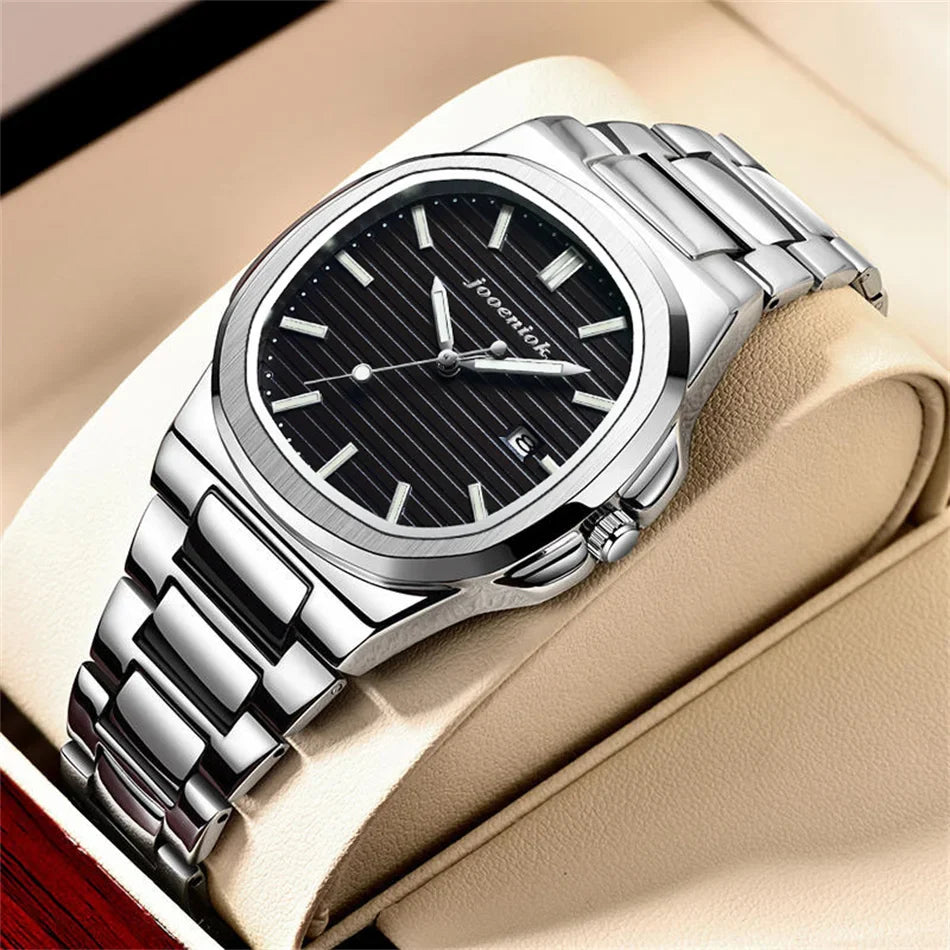 Men's Stainless Steel Waterproof Luminous Quartz Watch with Date-The Yellow Prime
