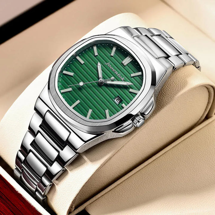 Men's Stainless Steel Waterproof Luminous Quartz Watch with Date-The Yellow Prime