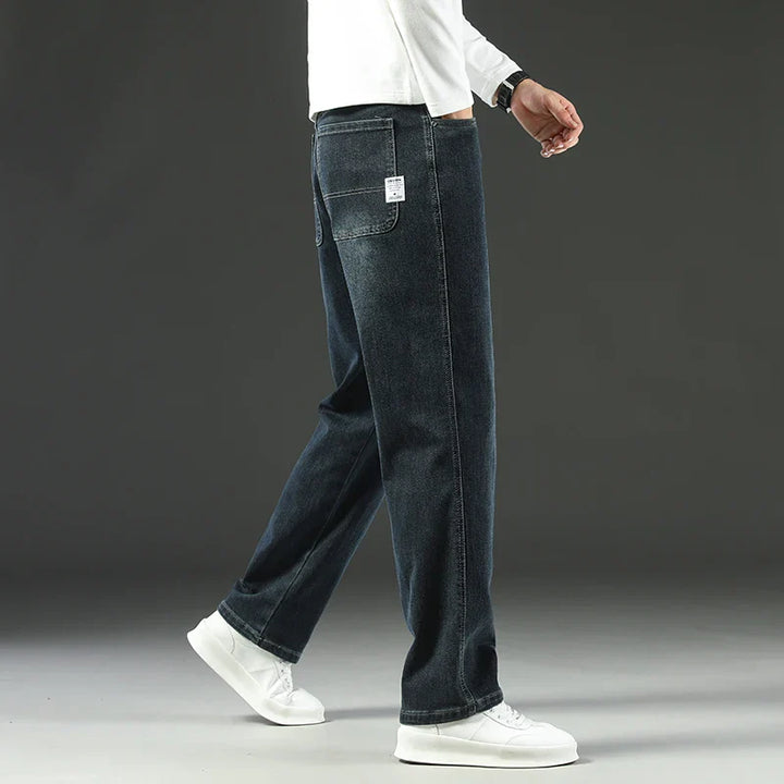 Men's Stretch Straight Leg Dark Wash Denim Jeans-The Yellow Prime