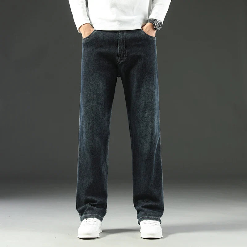 Men's Stretch Straight Leg Dark Wash Denim Jeans-The Yellow Prime