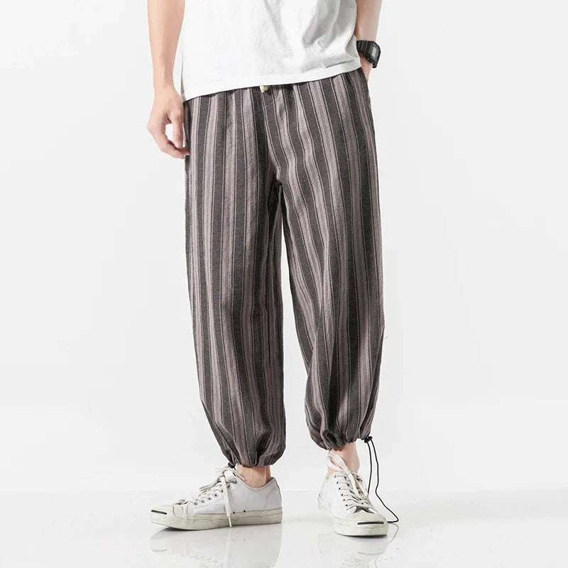 Men's Stripe Cotton Joggers - Cabo Style-The Yellow Prime