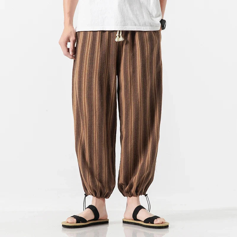 Men's Stripe Cotton Joggers - Cabo Style-The Yellow Prime