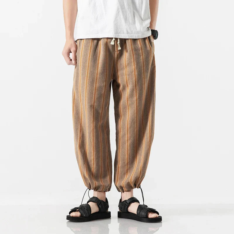 Men's Stripe Cotton Joggers - Cabo Style-The Yellow Prime