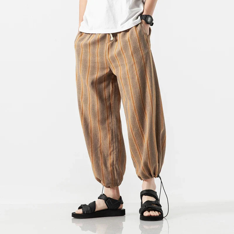 Men's Stripe Cotton Joggers - Cabo Style-The Yellow Prime