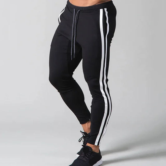 Men's Striped Slim-Fit Athletic Joggers-The Yellow Prime