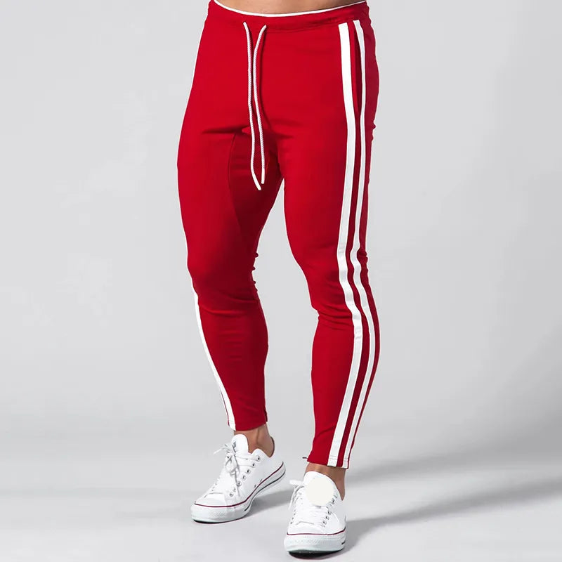 Men's Striped Slim-Fit Athletic Joggers-The Yellow Prime
