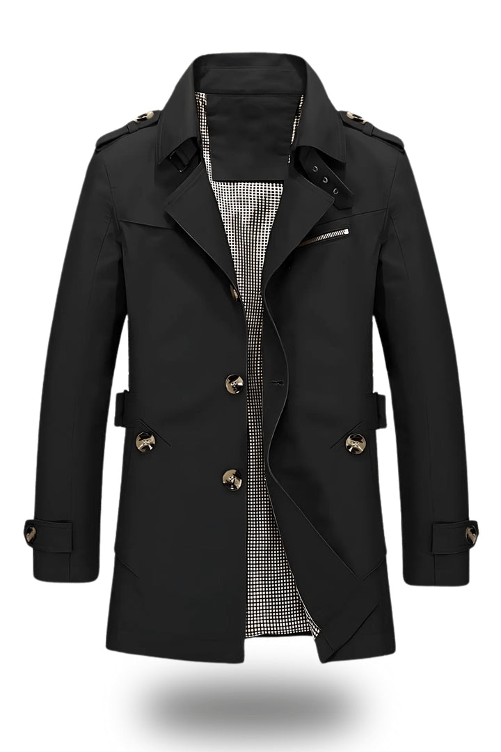 Men's Stylish Trench Coat – Turned-Down Collar, Regular Fit-The Yellow Prime