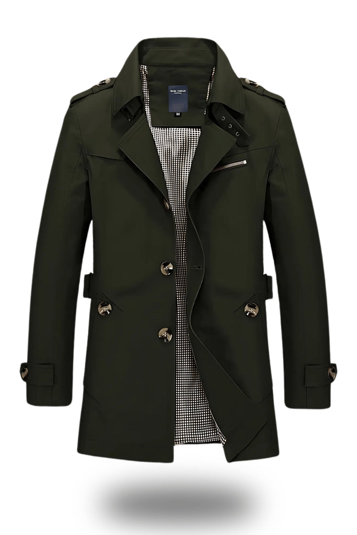 Men's Stylish Trench Coat – Turned-Down Collar, Regular Fit-The Yellow Prime