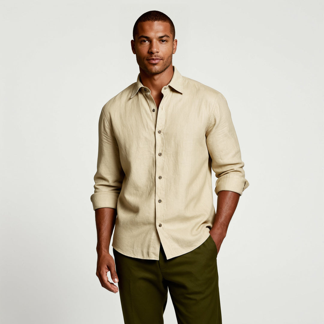 Men's Stylish Vintage-Inspired Long Sleeve Classic Shirt-The Yellow Prime