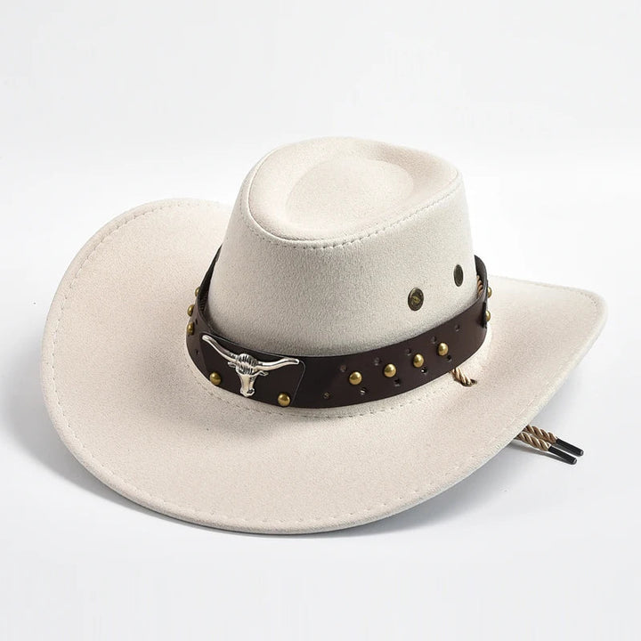 Men's Suede Cowboy Hat with Chin Strap for Western Style-The Yellow Prime