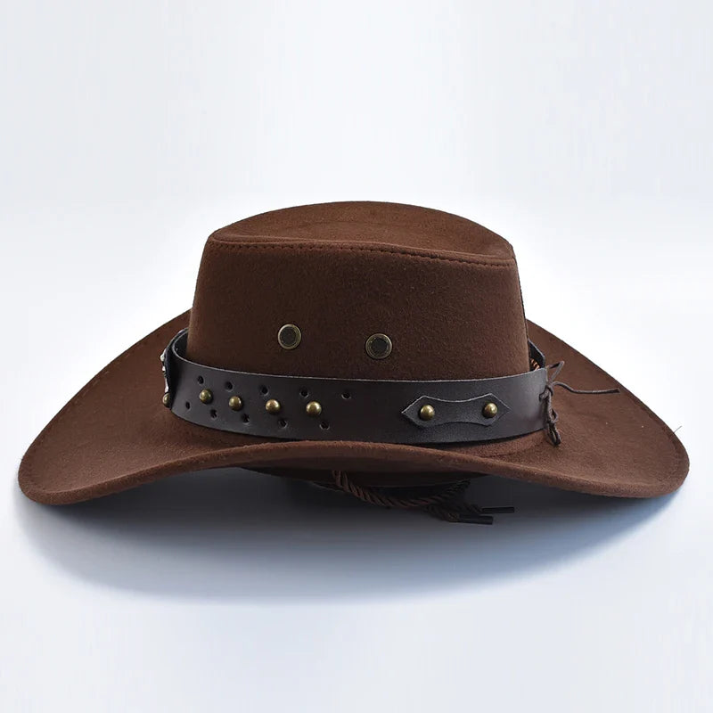 Men's Suede Cowboy Hat with Chin Strap for Western Style-The Yellow Prime
