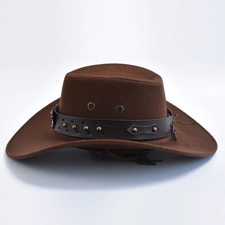 Men's Suede Cowboy Hat with Chin Strap for Western Style-The Yellow Prime