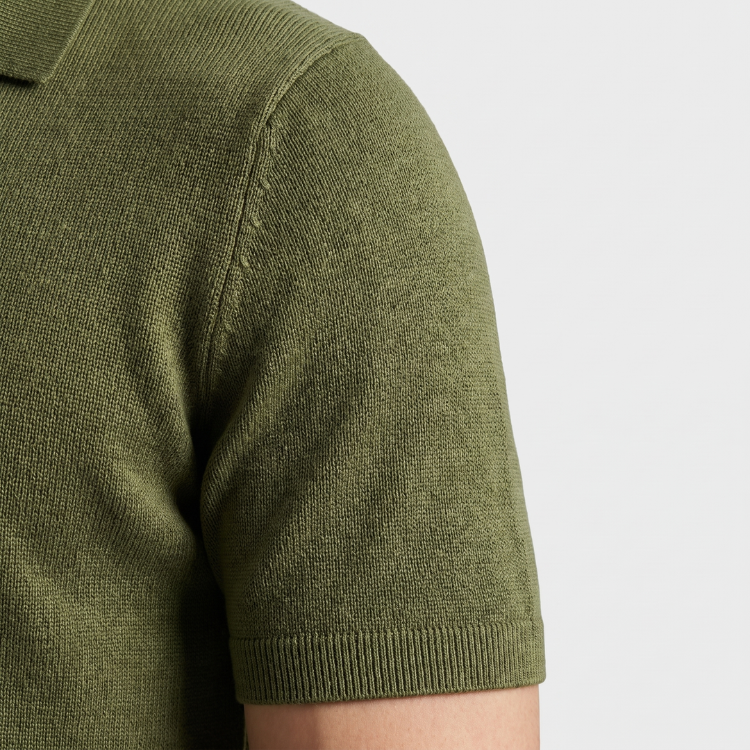 Men's Textured Knit Spread Collar Polo Shirt-The Yellow Prime