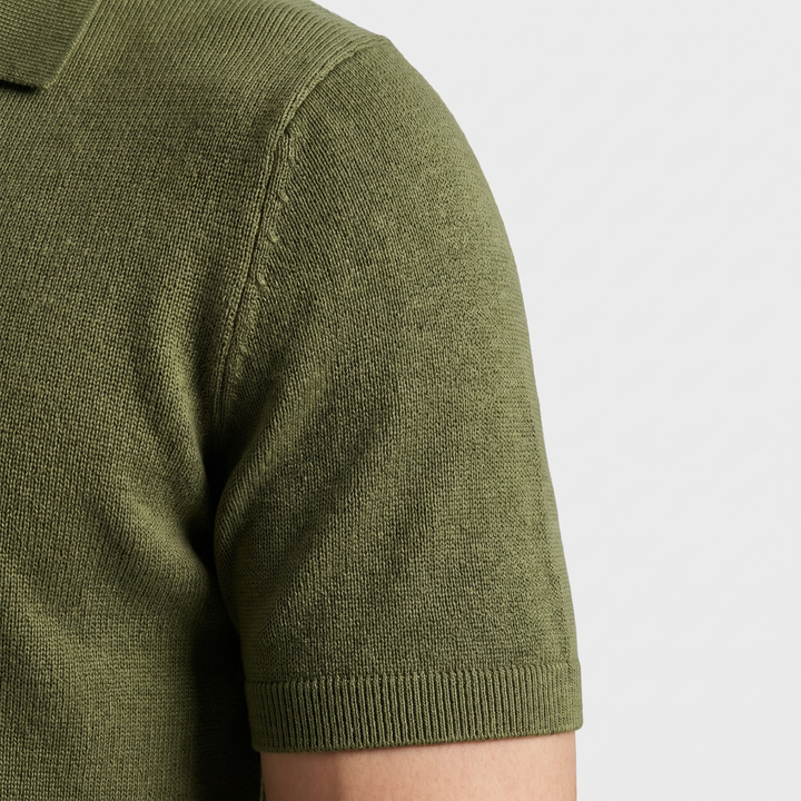Men's Textured Knit Spread Collar Polo Shirt-The Yellow Prime