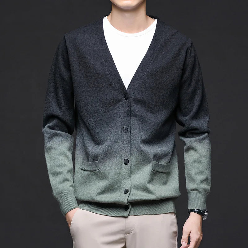Men's V-Neck Cardigan in Bristol Style-The Yellow Prime