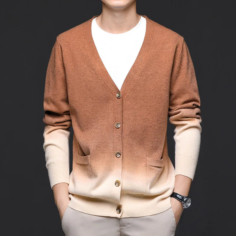 Men's V-Neck Cardigan in Bristol Style-The Yellow Prime