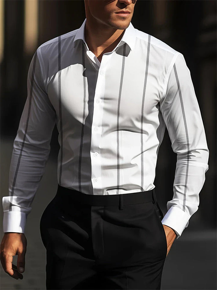 Men's Velvet Long Sleeve Shirt – Soft Touch Fabric, Tailored Fit-The Yellow Prime