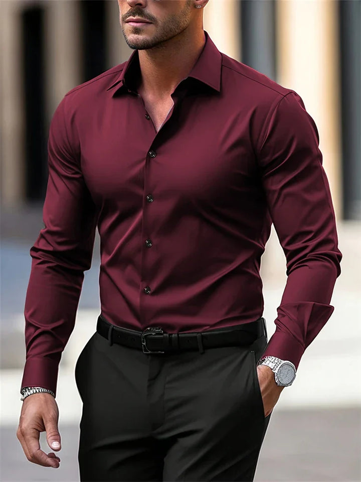 Men's Velvet Long Sleeve Shirt – Soft Touch Fabric, Tailored Fit-The Yellow Prime