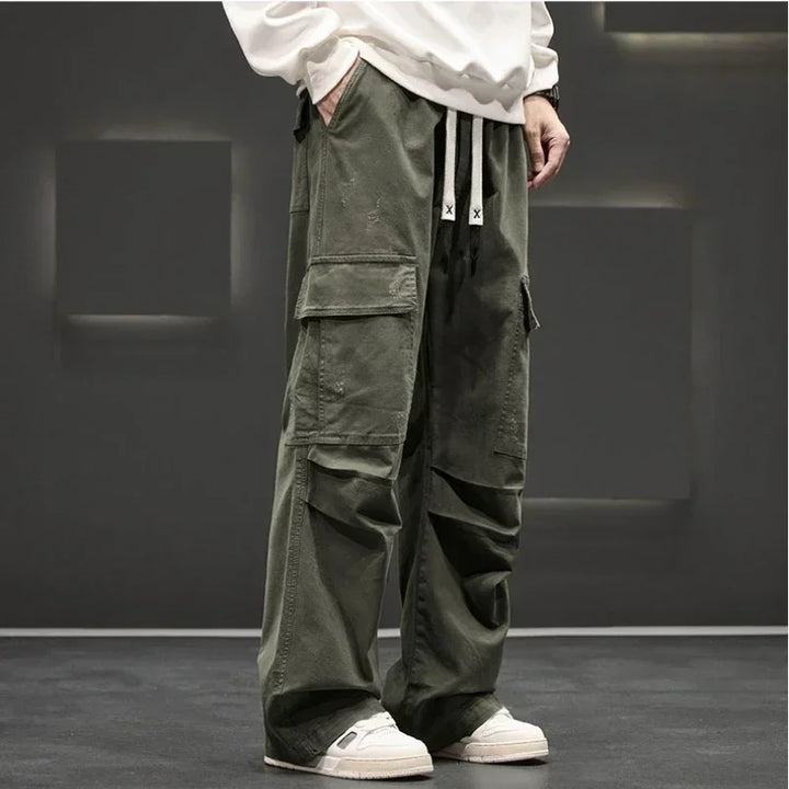 Men's Wide-Leg Cargo Pants – Relaxed Fit Streetwear Style-The Yellow Prime