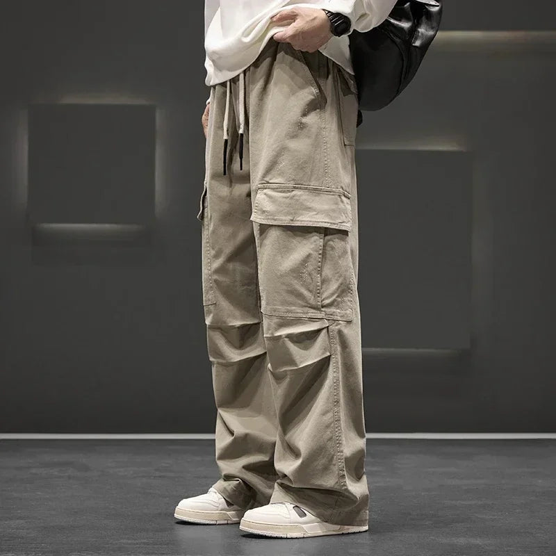 Men's Wide-Leg Cargo Pants – Relaxed Fit Streetwear Style-The Yellow Prime