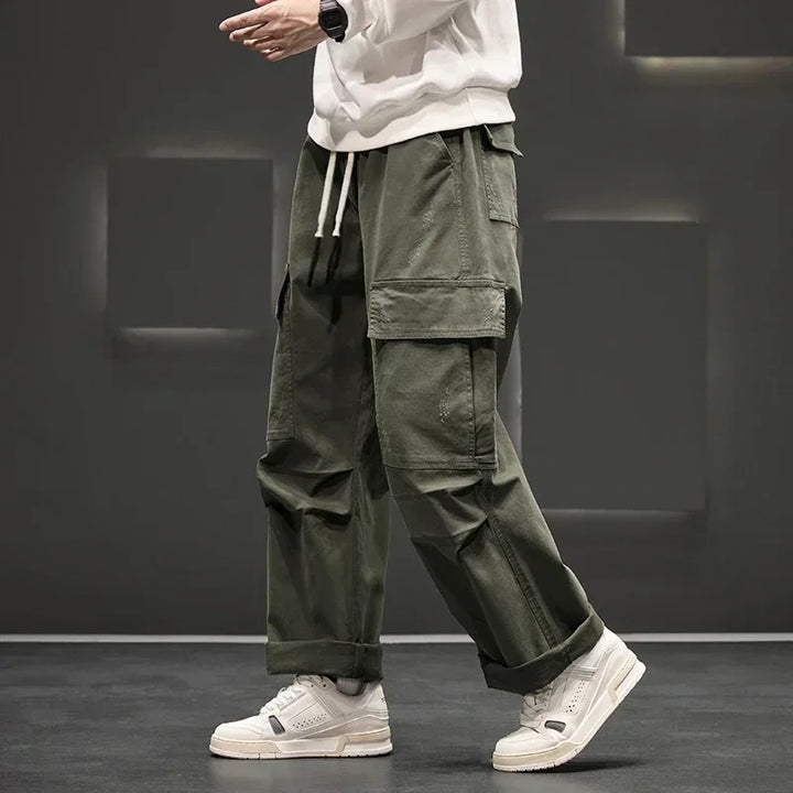 Men's Wide-Leg Cargo Pants – Relaxed Fit Streetwear Style-The Yellow Prime