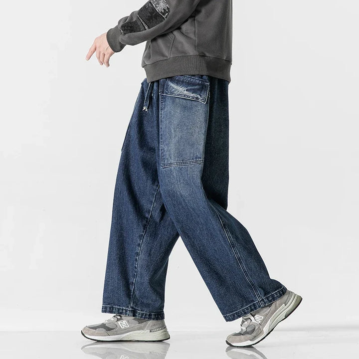 Men's Wide-Leg Relaxed Fit Denim Jeans-The Yellow Prime