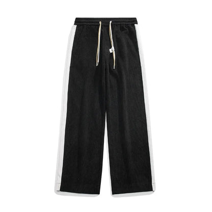 Men's Wide-Leg Sweatpants with Side Stripe – Drawstring Lounge Pants-The Yellow Prime