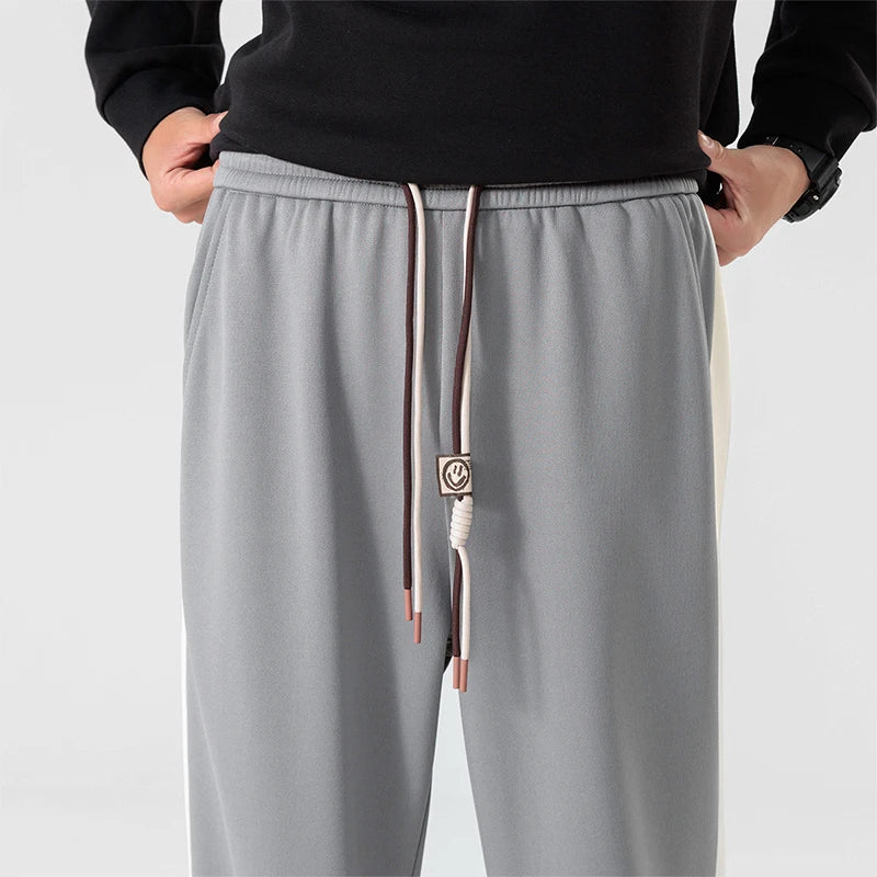 Men's Wide-Leg Sweatpants with Side Stripe – Relaxed Fit Joggers-The Yellow Prime