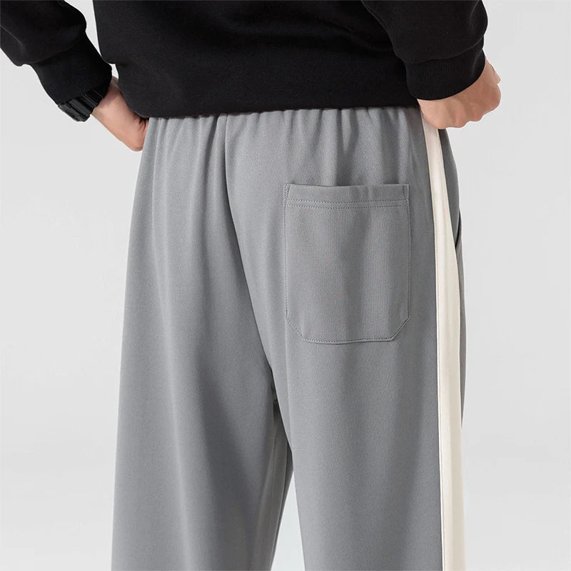 Men's Wide-Leg Sweatpants with Side Stripe – Relaxed Fit Joggers-The Yellow Prime