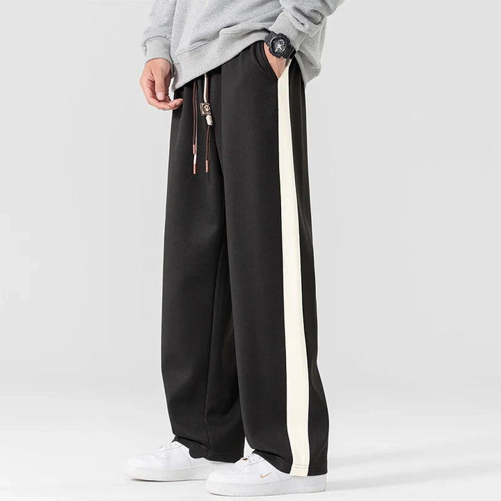 Men's Wide-Leg Sweatpants with Side Stripe – Relaxed Fit Joggers-The Yellow Prime