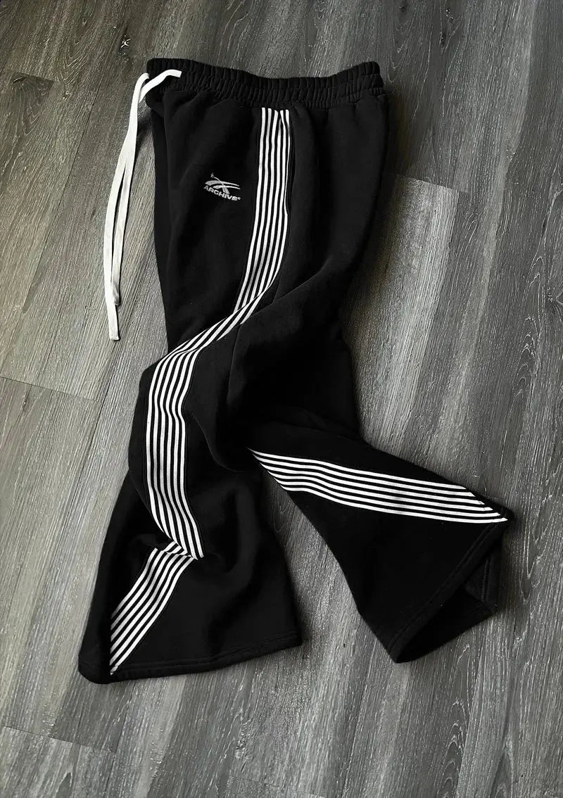 Men's breathable joggers – retro stripe, loose fit for sports and leisure-The Yellow Prime