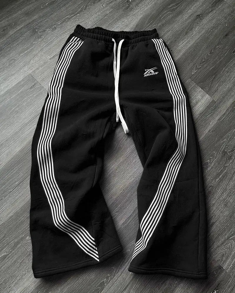 Men's breathable joggers – retro stripe, loose fit for sports and leisure-The Yellow Prime