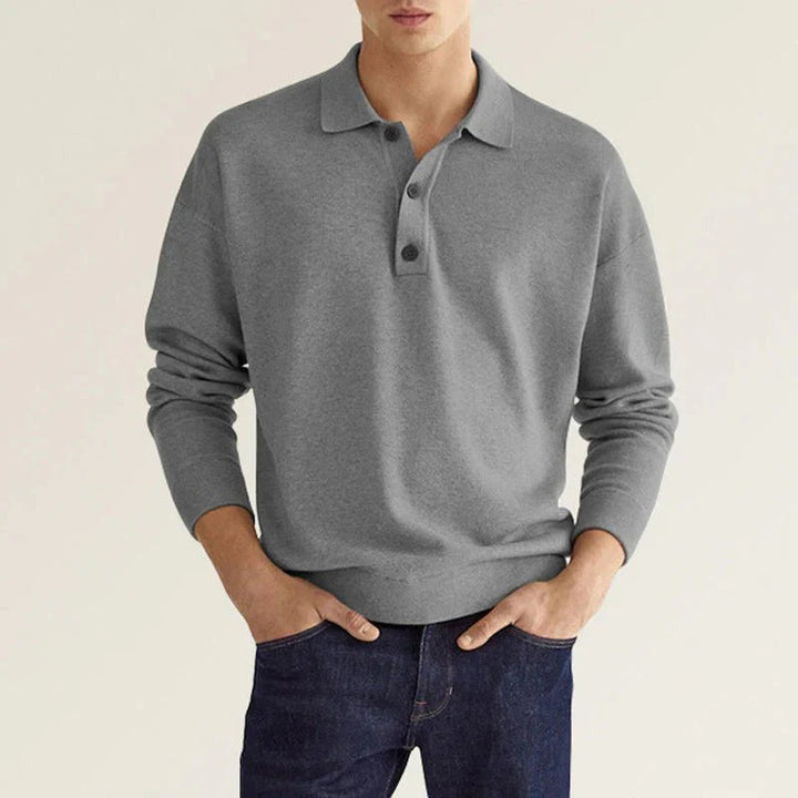 Men's breathable long sleeve polo shirt – casual fit, cotton blend-The Yellow Prime