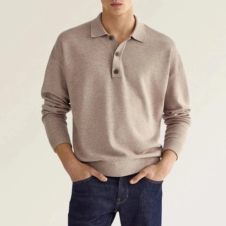 Men's breathable long sleeve polo shirt – casual fit, cotton blend-The Yellow Prime