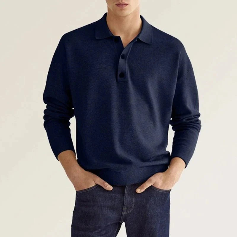 Men's breathable long sleeve polo shirt – casual fit, cotton blend-The Yellow Prime