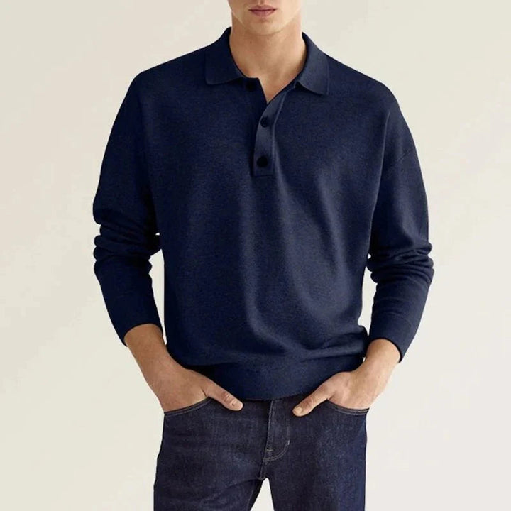 Men's breathable long sleeve polo shirt – casual fit, cotton blend-The Yellow Prime