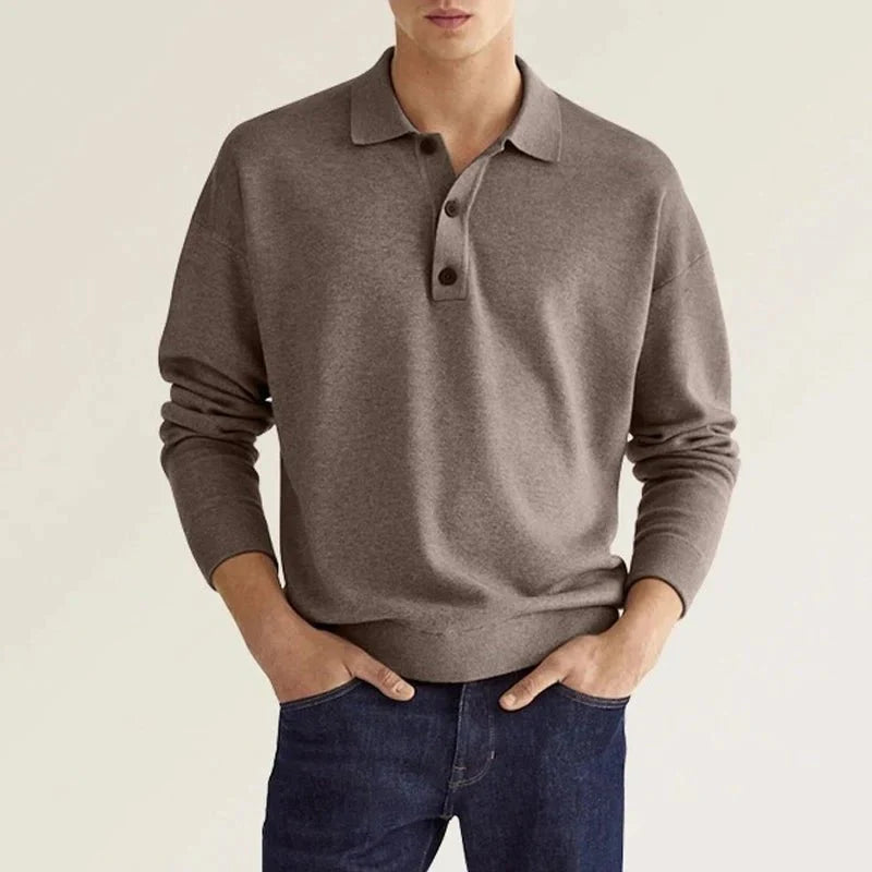 Men's breathable long sleeve polo shirt – casual fit, cotton blend-The Yellow Prime