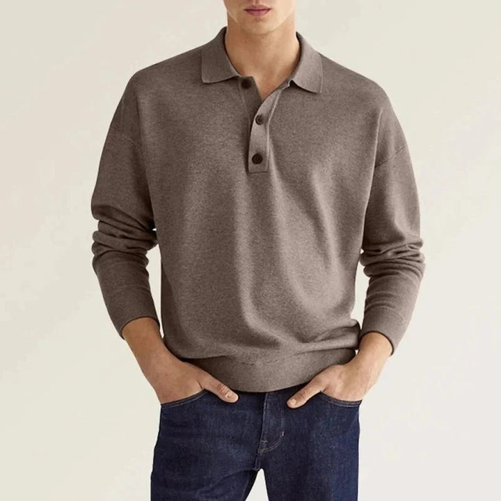 Men's breathable long sleeve polo shirt – casual fit, cotton blend-The Yellow Prime