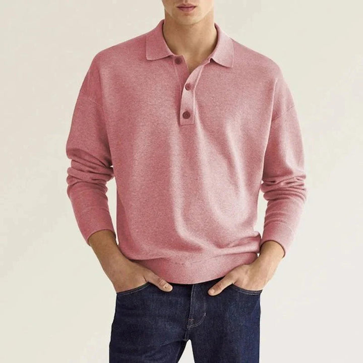 Men's breathable long sleeve polo shirt – casual fit, cotton blend-The Yellow Prime