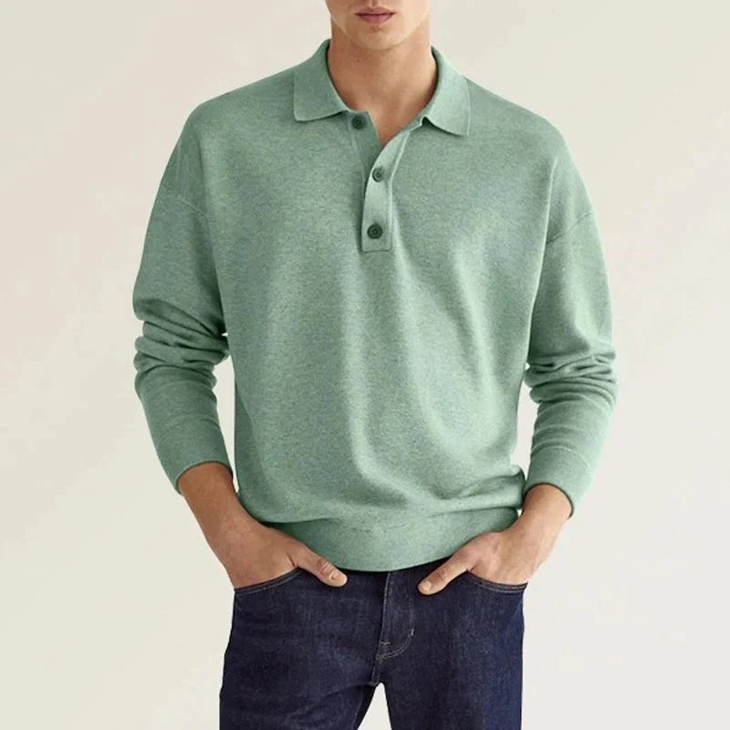 Men's breathable long sleeve polo shirt – casual fit, cotton blend-The Yellow Prime