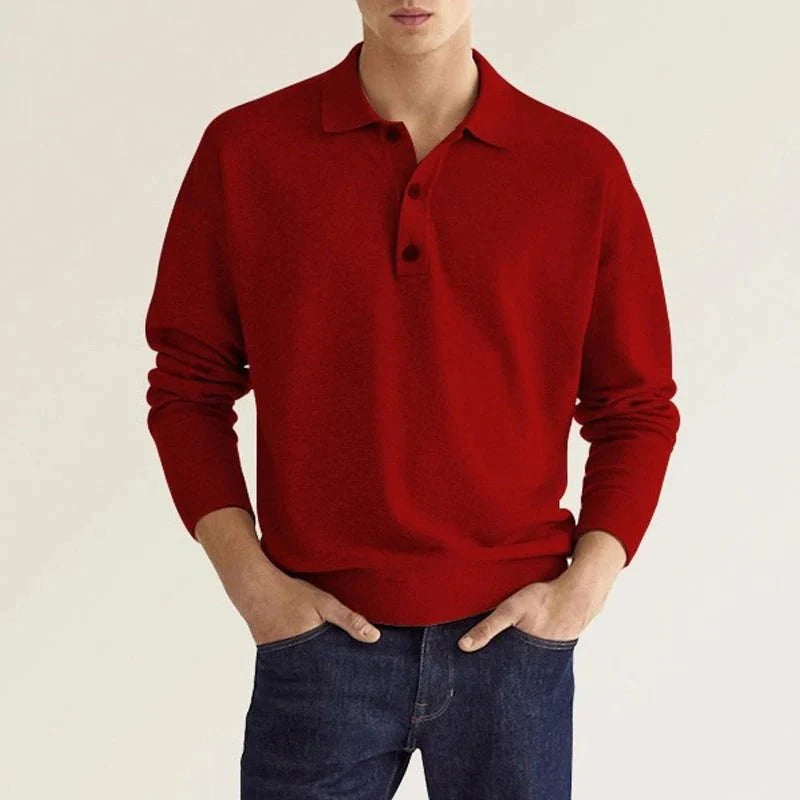 Men's breathable long sleeve polo shirt – casual fit, cotton blend-The Yellow Prime