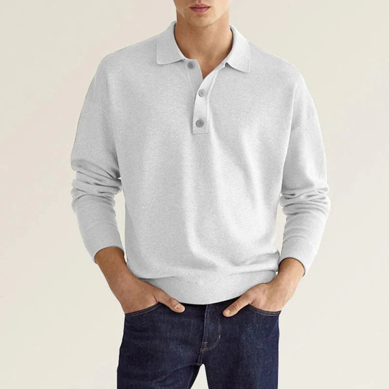 Men's breathable long sleeve polo shirt – casual fit, cotton blend-The Yellow Prime