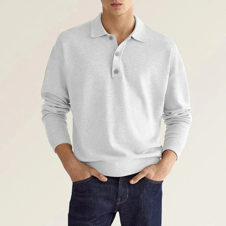 Men's breathable long sleeve polo shirt – casual fit, cotton blend-The Yellow Prime