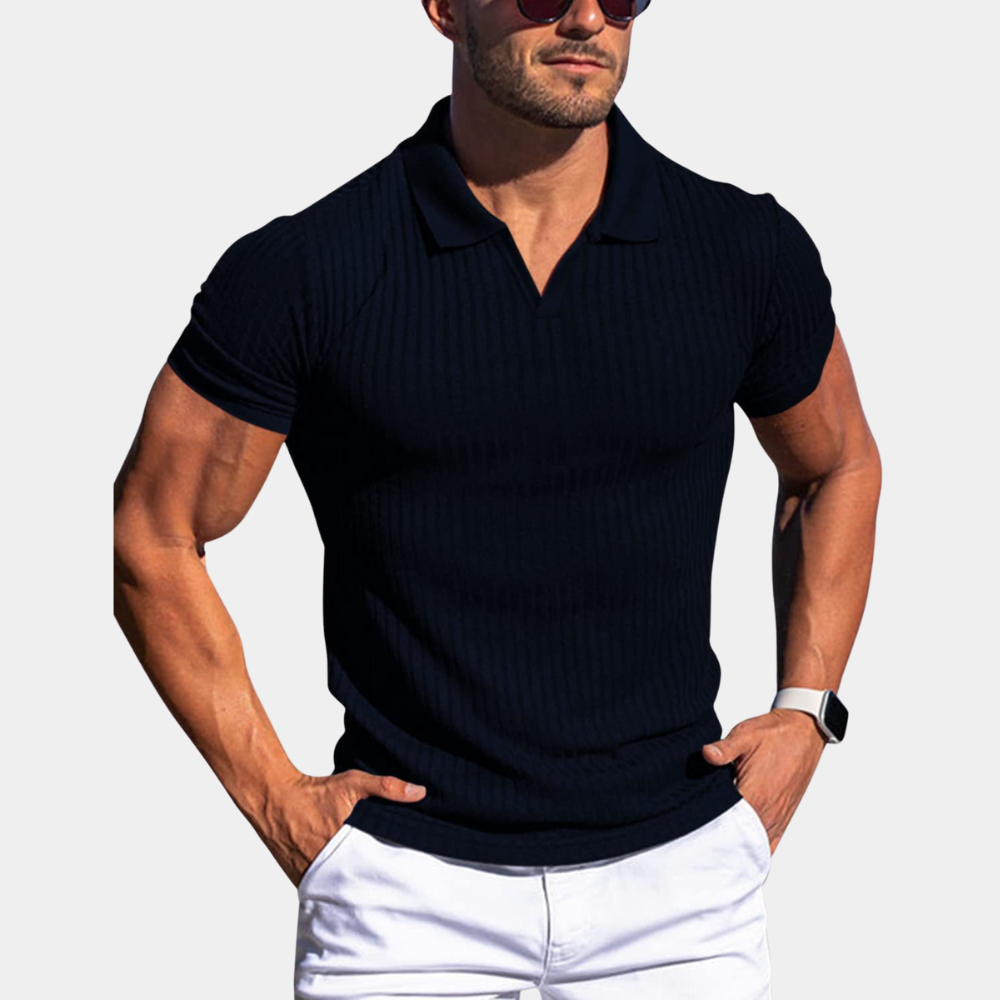 Men's breathable polo shirt – fitted ribbed design, quality fabric for summer-The Yellow Prime