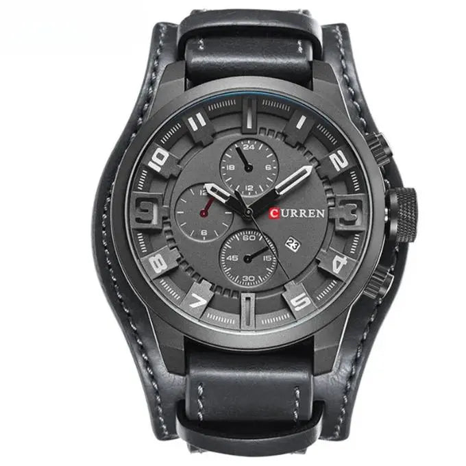Men's elegant chronograph watch – leather strap, quartz for any occasion-The Yellow Prime