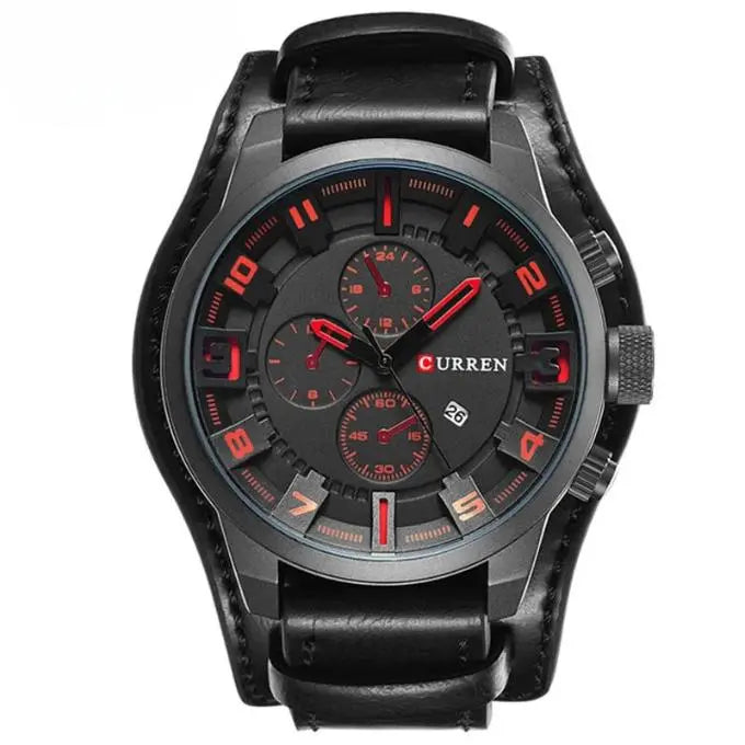 Men's elegant chronograph watch – leather strap, quartz for any occasion-The Yellow Prime